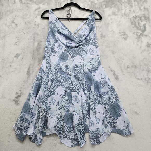 NEW Urban Outfitters UO Silence + Noise Dress XL Blue Marie Cowl Neck Mini Boho - Picture 1 of 11